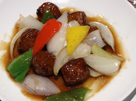 肉団子と野菜の黒酢あんかけ