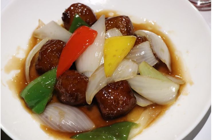 肉団子と野菜の黒酢あんかけ